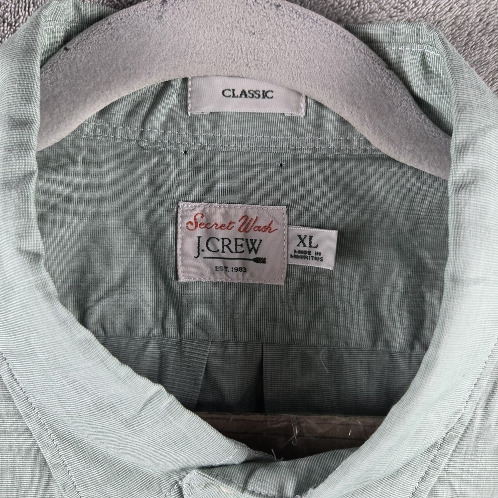 NWT J Crew Secret Wash Classic Fit Green Cotton Poplin Oxford Shirt Mens XL - Picture 4 of 13